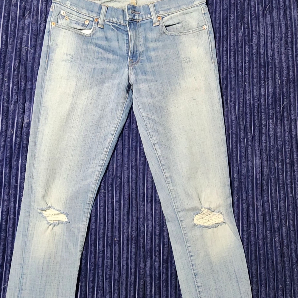 Ralph Lauren Light Blue Denim Distressed Skinny Jeans